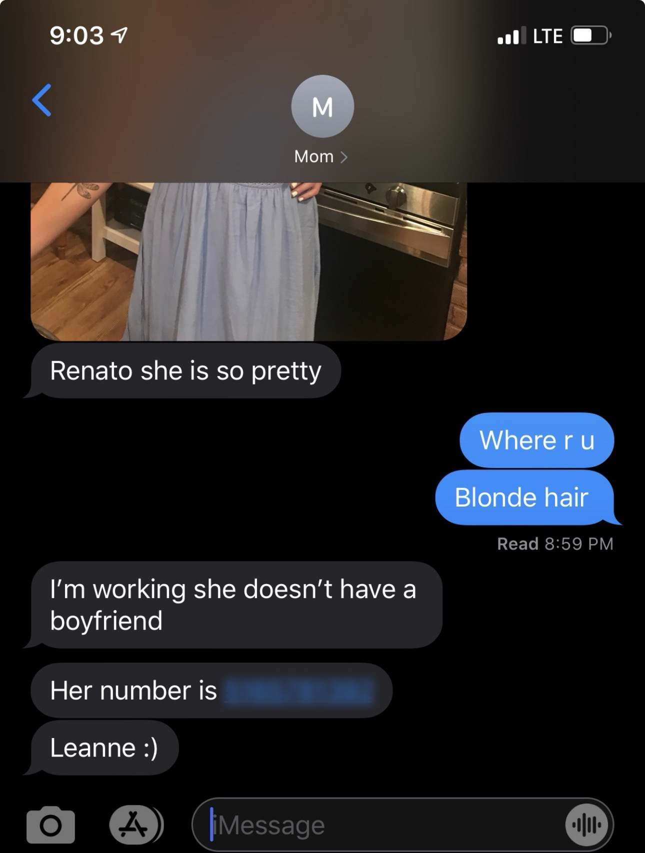 The famous text from Mom